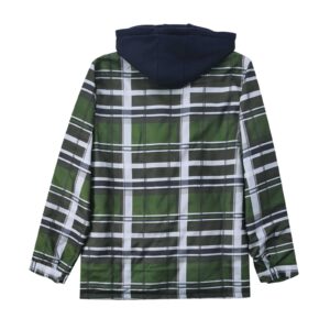 Firzero Flannel Jackets for Men, Lined Hooded Plaid Shirt Jacket Thicken Quilted Coat with Zipper, Men's Waterproof Ski Jacket Irregular Printed Button Down Winter Jackets, Army Green_2, 4X-Large