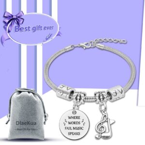 DlaeKua Music Lover Gifts for Teen Girls Bracelet Music Themed Gifts Music Teacher Gifts for Women Marching Band Gift Musician Inspirational Gifts for Daughter Christmas Birthday Gifts for Friends