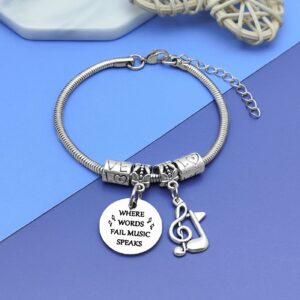 DlaeKua Music Lover Gifts for Teen Girls Bracelet Music Themed Gifts Music Teacher Gifts for Women Marching Band Gift Musician Inspirational Gifts for Daughter Christmas Birthday Gifts for Friends