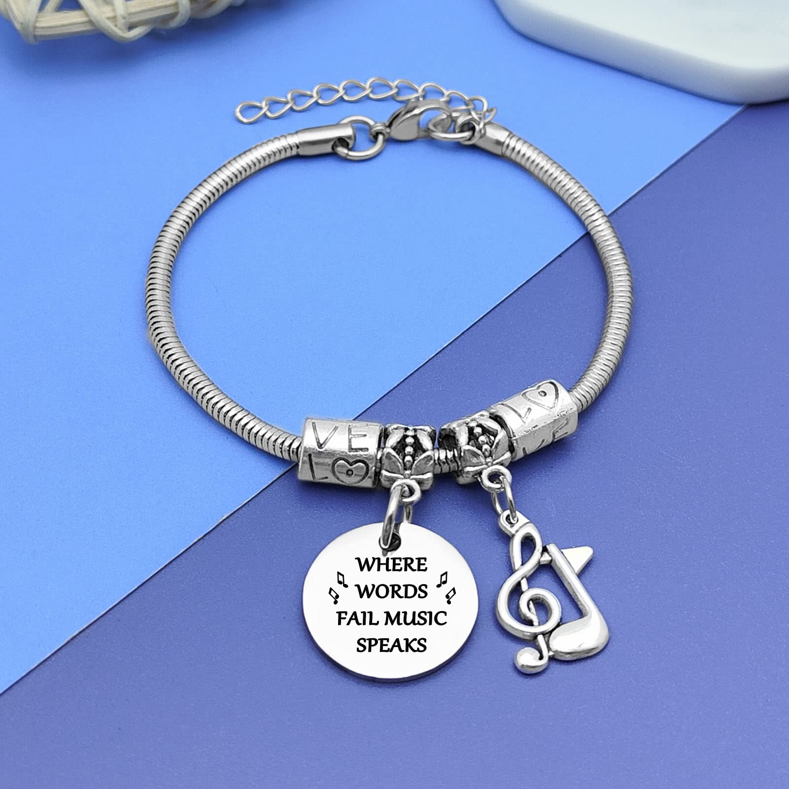 DlaeKua Music Lover Gifts for Teen Girls Bracelet Music Themed Gifts Music Teacher Gifts for Women Marching Band Gift Musician Inspirational Gifts for Daughter Christmas Birthday Gifts for Friends