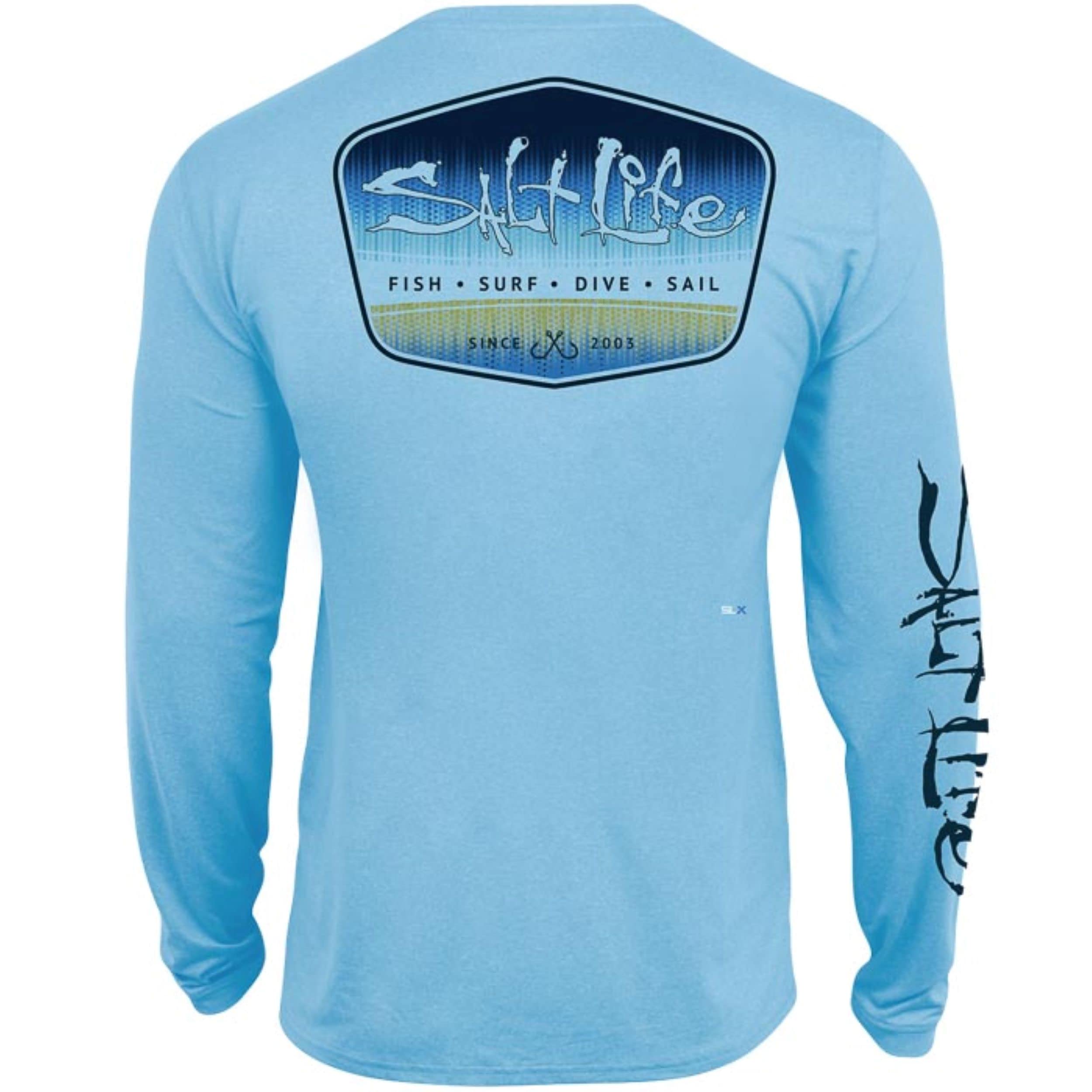 Salt Life Mens Tuna Brigade Long Sleeve Performance Shirt, Sky Blue Heather, Large US