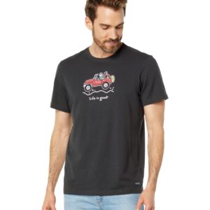 Life is Good. Men's Offroad Jake SS Crusher Tee, Jet Black, Small