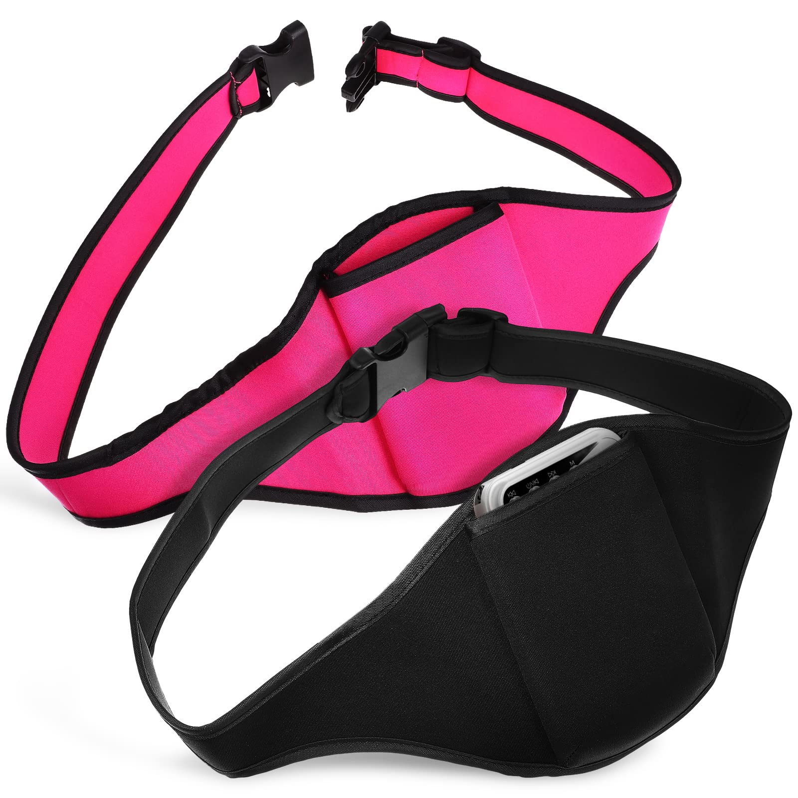 2pcs Mic Fitness Belt Adjustable Microphone Belt Pouch with Anti Dropping Strap, Sweat Absorbent Mic Carrier Pouch, Neoprene Waist Bag for Fitness Teacher Speaker Dancing