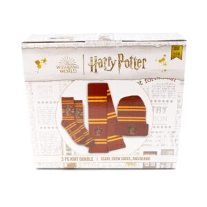 Culture Fly Harry Potter Gryffindor Premium Knit Scarf Beanie Socks 3pc Winter Bundle Gift Set