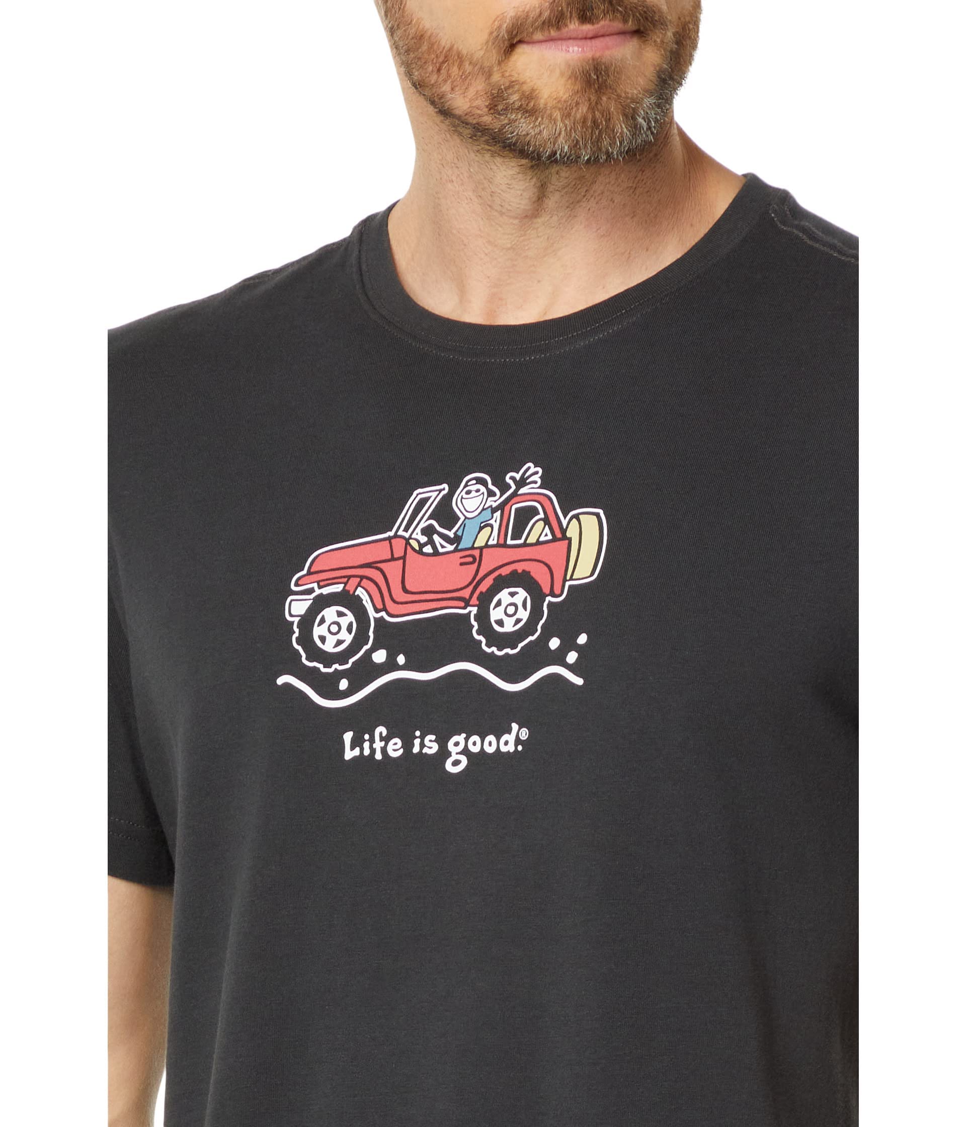 Life is Good. Men's Offroad Jake SS Crusher Tee, Jet Black, Small