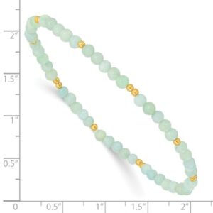 925 Sterling Silver Gold Plated 3mm Blue Amazonite Stretch Bracelet Jewelry for Women