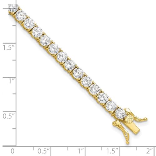 925 Sterling Silver Gold tone 4mm CZ Cubic Zirconia Simulated Diamond Tennis Bracelet 7.5 Inch Jewelry for Women