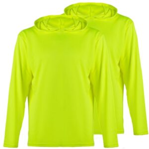 protectx 2-pack men high visibility lightweight long sleeve hoodie, upf 50+ sun protection t shirts, spf outdoor uv shirt, neon green - x large