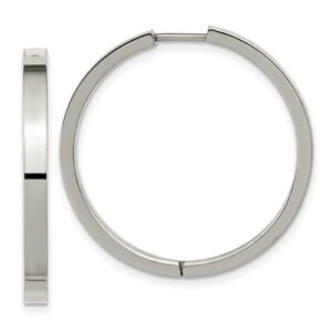 Chisel Titanium Polished 2.8mm Hinged Hoop Earrings Measures 30x30mm Wide 2.8mm Thick Jewelry for Women