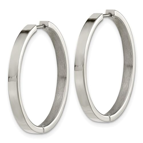 Chisel Titanium Polished 2.8mm Hinged Hoop Earrings Measures 30x30mm Wide 2.8mm Thick Jewelry for Women