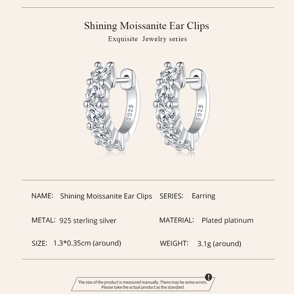 Moissanite Earrings for Women, 11.2ct D Color VVS1 Clarity Brilliant Round Cut Lab Created Diamond Earring 18K White Gold plated S925 Sterling Silver Hypoallergenic Moissanite Huggie Hoop Earrings