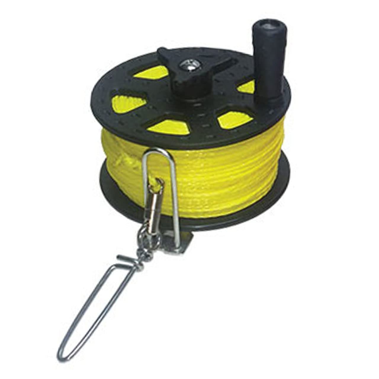 MAKO Pro Series Speargun Reel with Reel Line (1.75mm High Vis Yellow Reel Line, 50 Meter (Flat Mount))