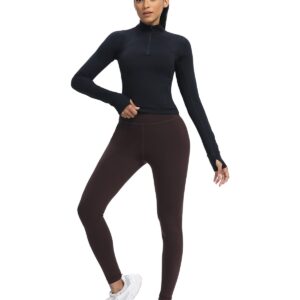 AVGO Long Sleeve Workout Shirts for Women Half Zip Pullover Cropped Sweatshirt Athletic Yoga Shirts(Black,Large)