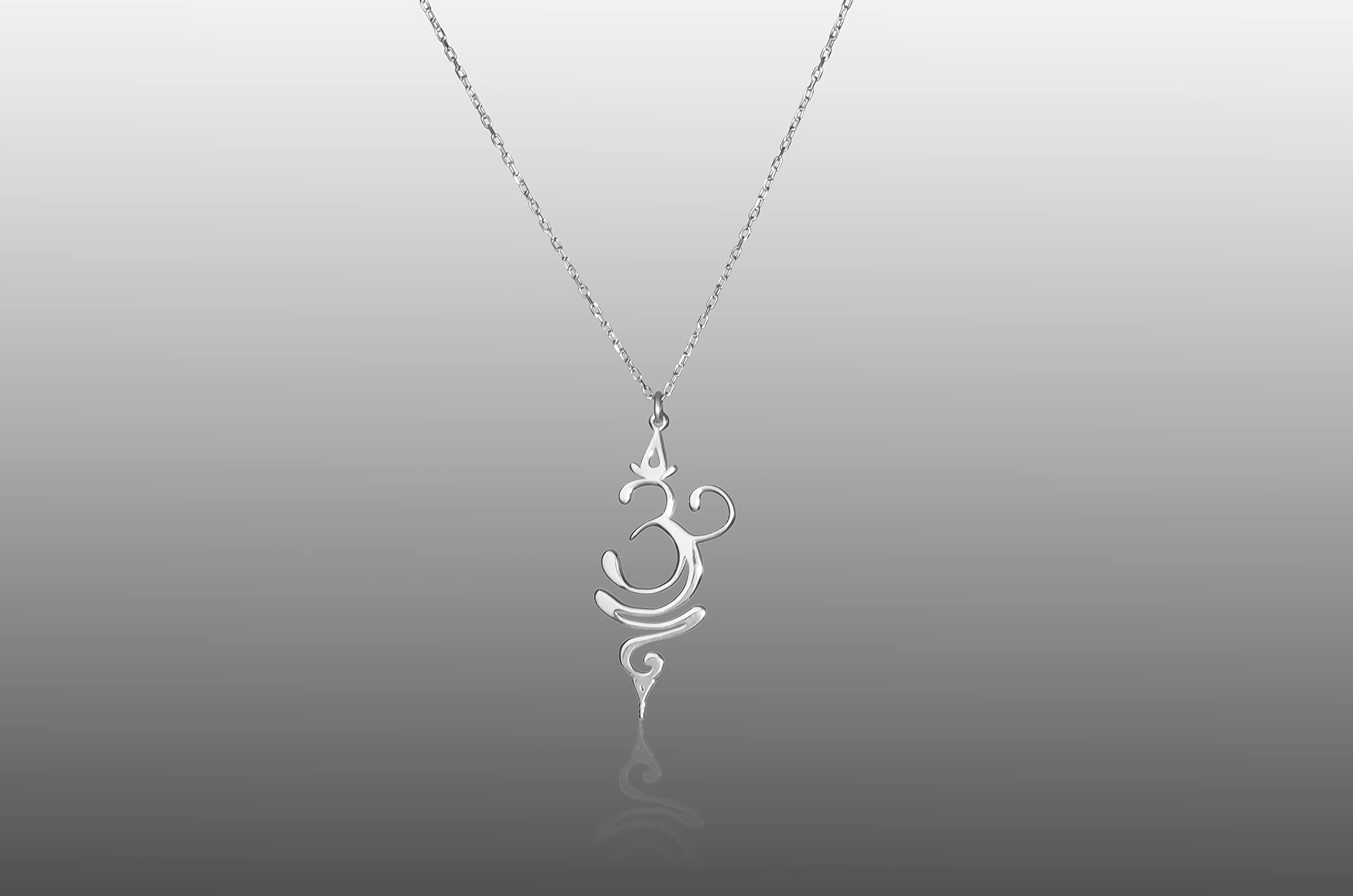 DKMN GÜMÜŞ 925 Sterling Silver Breathe Necklace, Yoga Jewelry, Sanskrit Jewelry, Om Breathe Symbol, Christmas Gift, Gift For Women, Yoga Lovers Gift (Sterling Silver)