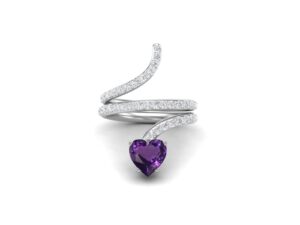 mooneye 7mm heart shape wrap bypass snake ring natural amethyst 925 sterling silver women wedding rings (sterling silver, 11)