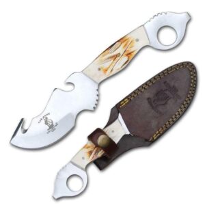 arc-power for collector 8-3/4" gut hook skinner skinning hunting knife w/leather sheath mod-99998-35