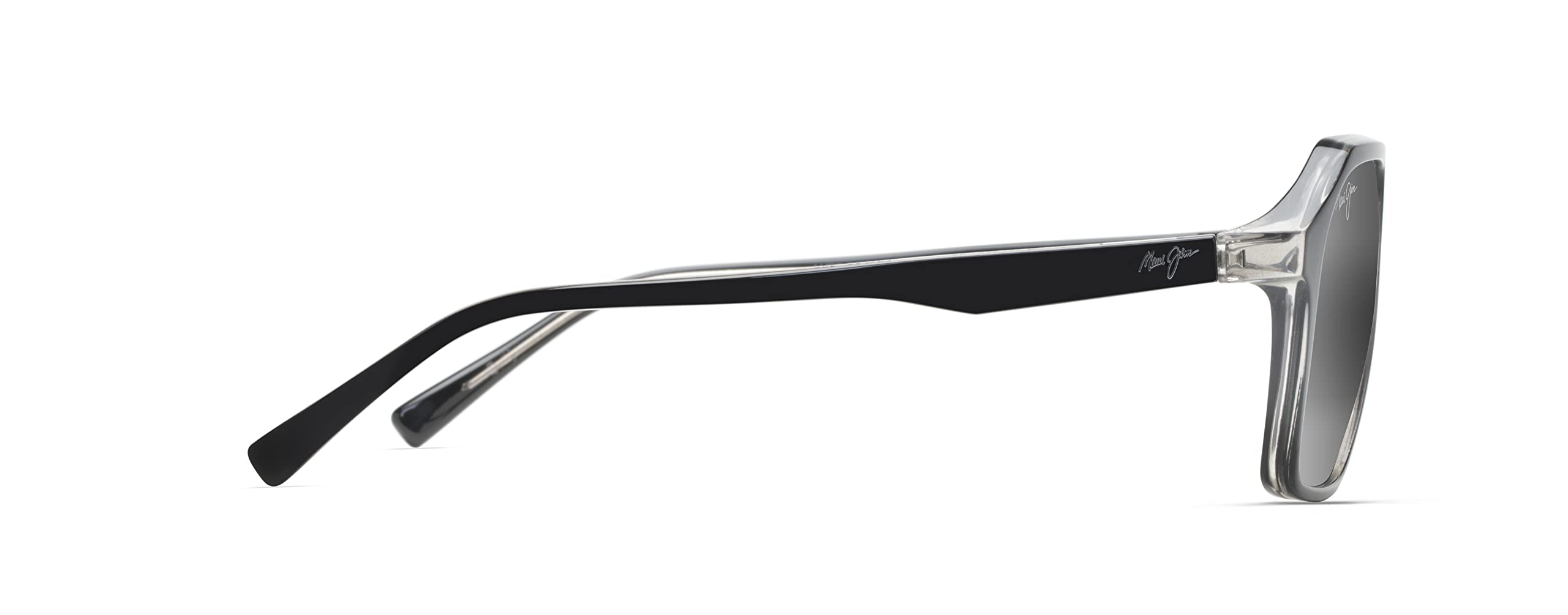 Maui Jim Men's Wedges Polarized Aviator Sunglasses, Black Gloss w/Crystal Interior/Neutral Grey, Medium