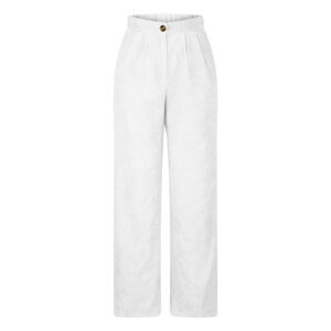 March Big Sale Women Corduroy Flare Pants Casual Corduroy Pants with Pocket Solid Corduroy Pants High Waist Bell Bottom Pants Fashion White