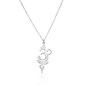 DKMN GÜMÜŞ 925 Sterling Silver Breathe Necklace, Yoga Jewelry, Sanskrit Jewelry, Om Breathe Symbol, Christmas Gift, Gift For Women, Yoga Lovers Gift (Sterling Silver)