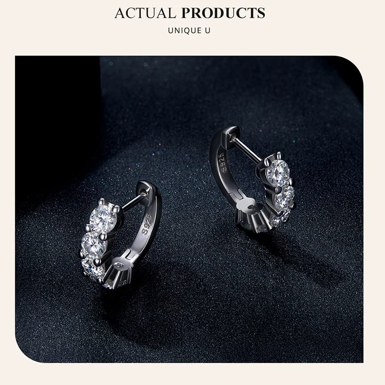 Moissanite Earrings for Women, 11.2ct D Color VVS1 Clarity Brilliant Round Cut Lab Created Diamond Earring 18K White Gold plated S925 Sterling Silver Hypoallergenic Moissanite Huggie Hoop Earrings