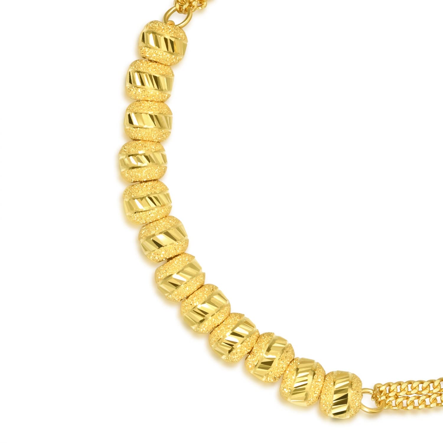 CHOW SANG SANG 999.9 24K Solid Gold Price-by-Weight 6.36g Gold Beaded chain, Beads Bracelet for Women 43363B | 6.6", (17 CM)