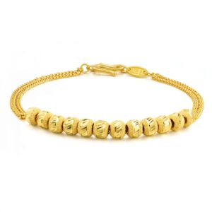 CHOW SANG SANG 999.9 24K Solid Gold Price-by-Weight 6.36g Gold Beaded chain, Beads Bracelet for Women 43363B | 6.6", (17 CM)