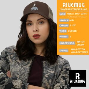 RIVEMUG California Bear and Star Rep Your State Platinum Trucker Hat Embroidered Curved Bill Snapback Baseball Cap Men Women