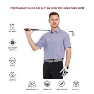 M MAELREG Golf Polo Shirts for Men Short Sleeve Performance Moisture Wicking Quick Dry Casual Collared Men’s Polo Shirts Lavender