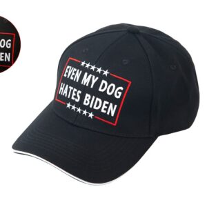 Even My Dog Hates Biden Funny Anti Biden Humorous Sarcastic Political Joke Conservative Anti Liberal Pro America Hat Adjustable Baseball Cap Unisex Men&Women Black