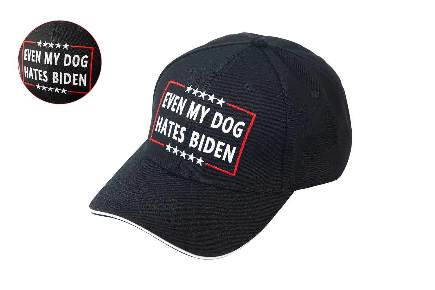 Even My Dog Hates Biden Funny Anti Biden Humorous Sarcastic Political Joke Conservative Anti Liberal Pro America Hat Adjustable Baseball Cap Unisex Men&Women Black