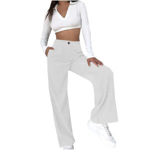 March Big Sale Women Corduroy Flare Pants Casual Corduroy Pants with Pocket Solid Corduroy Pants High Waist Bell Bottom Pants Fashion White