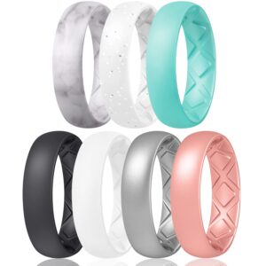 egnaro inner arc ergonomic breathable design, silicone rings for women with half sizes, women's silicone wedding band, 6mm wide - 2mm thick