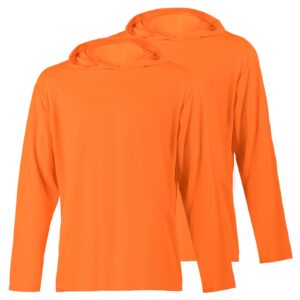 protectx 2-pack men high visibility lightweight long sleeve hoodie, upf 50+ sun protection t shirts, spf outdoor uv shirt, orange - 3x large