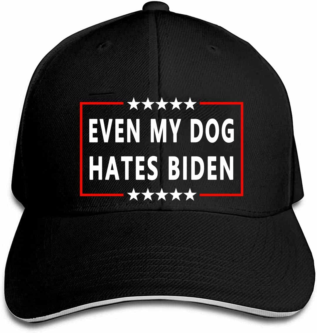 Even My Dog Hates Biden Funny Anti Biden Humorous Sarcastic Political Joke Conservative Anti Liberal Pro America Hat Adjustable Baseball Cap Unisex Men&Women Black