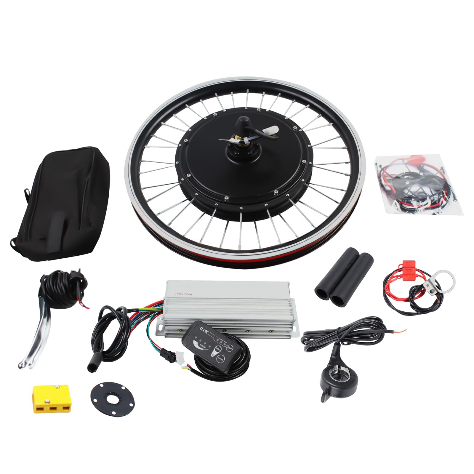 VPABES 48V 1000W Electric Bicycle Conversion Kit,20inch E-Bike Front Wheel Hub Motor Conversion Kit 50KM/H High Speed SW-810LED Display