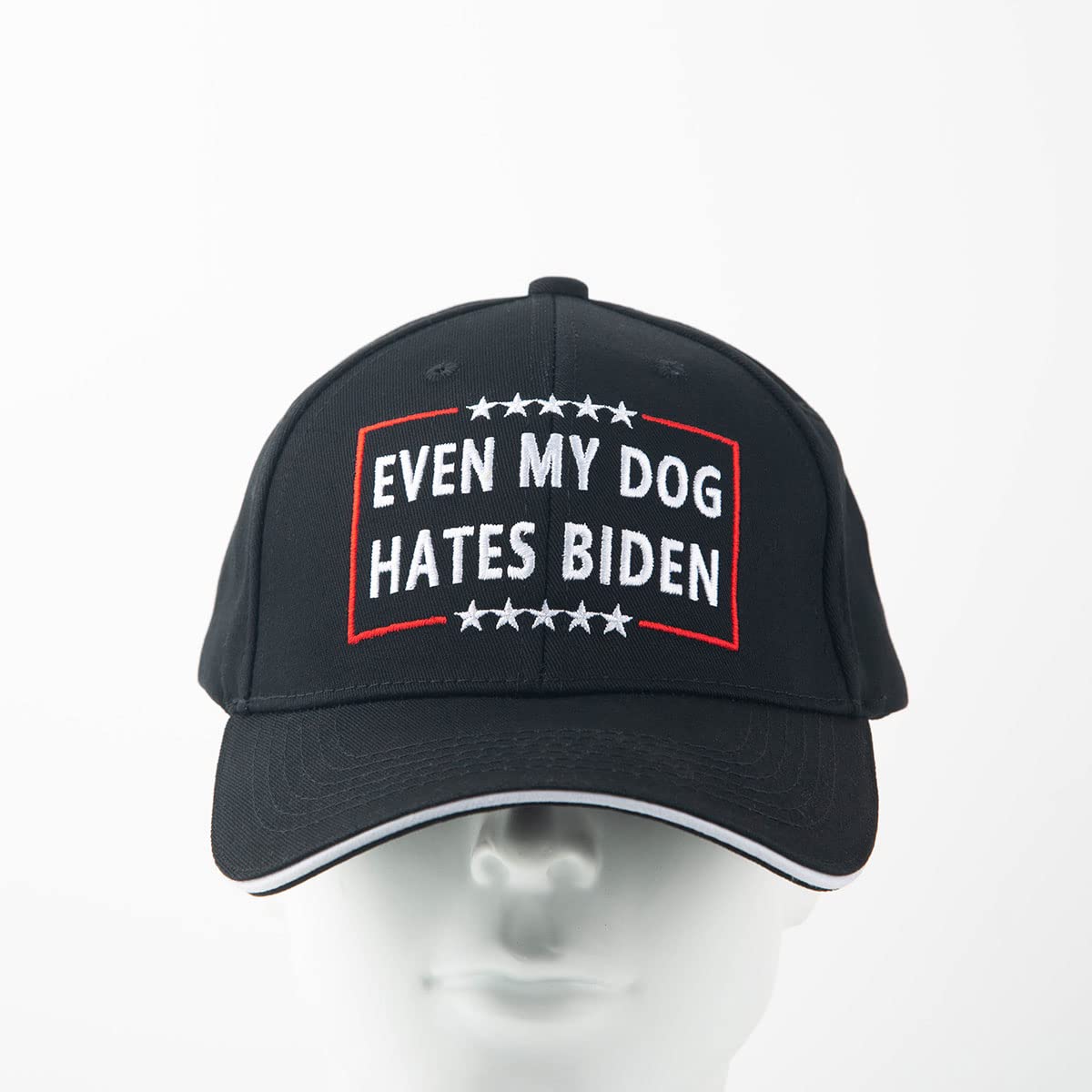 Even My Dog Hates Biden Funny Anti Biden Humorous Sarcastic Political Joke Conservative Anti Liberal Pro America Hat Adjustable Baseball Cap Unisex Men&Women Black