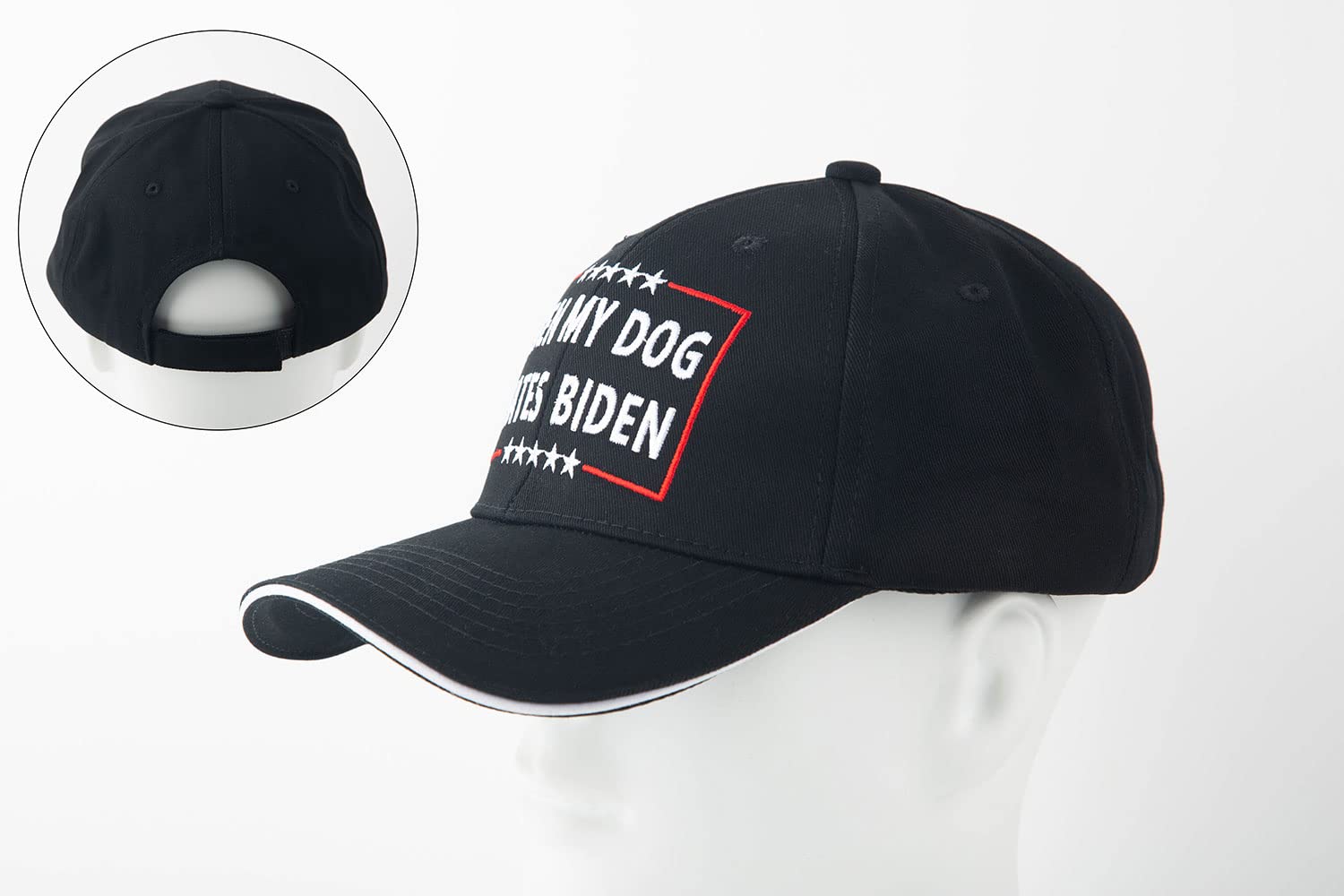 Even My Dog Hates Biden Funny Anti Biden Humorous Sarcastic Political Joke Conservative Anti Liberal Pro America Hat Adjustable Baseball Cap Unisex Men&Women Black