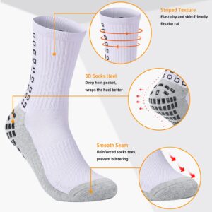 POZCMJM Soccer Socks Grip Mens Hospital Crew Cushioned Thickened Antiskid Men's Non-Slip Socks Red White Black Socks 3 Pairs