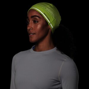 HyperNight Reflective Pony Tail Beanie Hi Vis Yellow/Geo Print OSFM