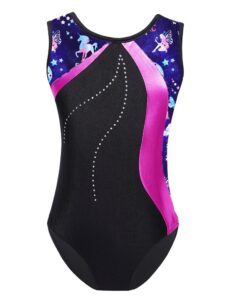 hansber kids girls one piece sleeveless leotard gymnastics dancewear ballet dance bodysuit costume pink 8