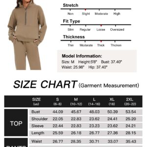 COZYPOIN Women Fleece 2 Piece Outfit Half Zip Sweatshirt and Joggers Sweatpants Y2K Set Tracksuit(Black-M)