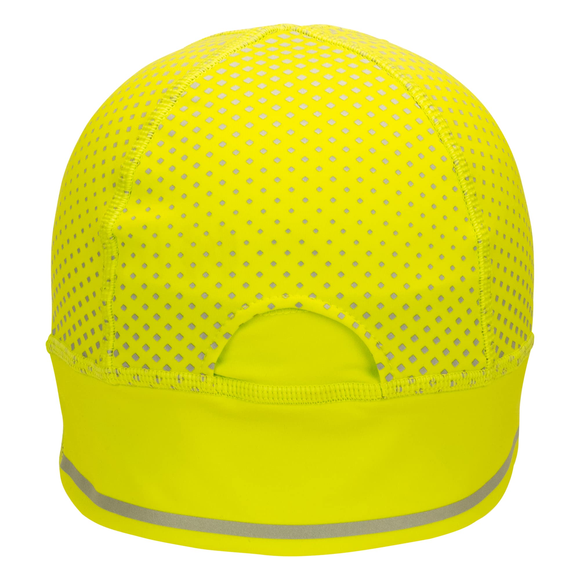 HyperNight Reflective Pony Tail Beanie Hi Vis Yellow/Geo Print OSFM