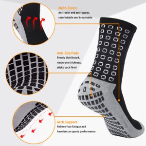 POZCMJM Men's Socks Grip Athletic Socks with Grippers for Football Cushion Non Slip Running Black Youth Soccer Socks 3 Pairs