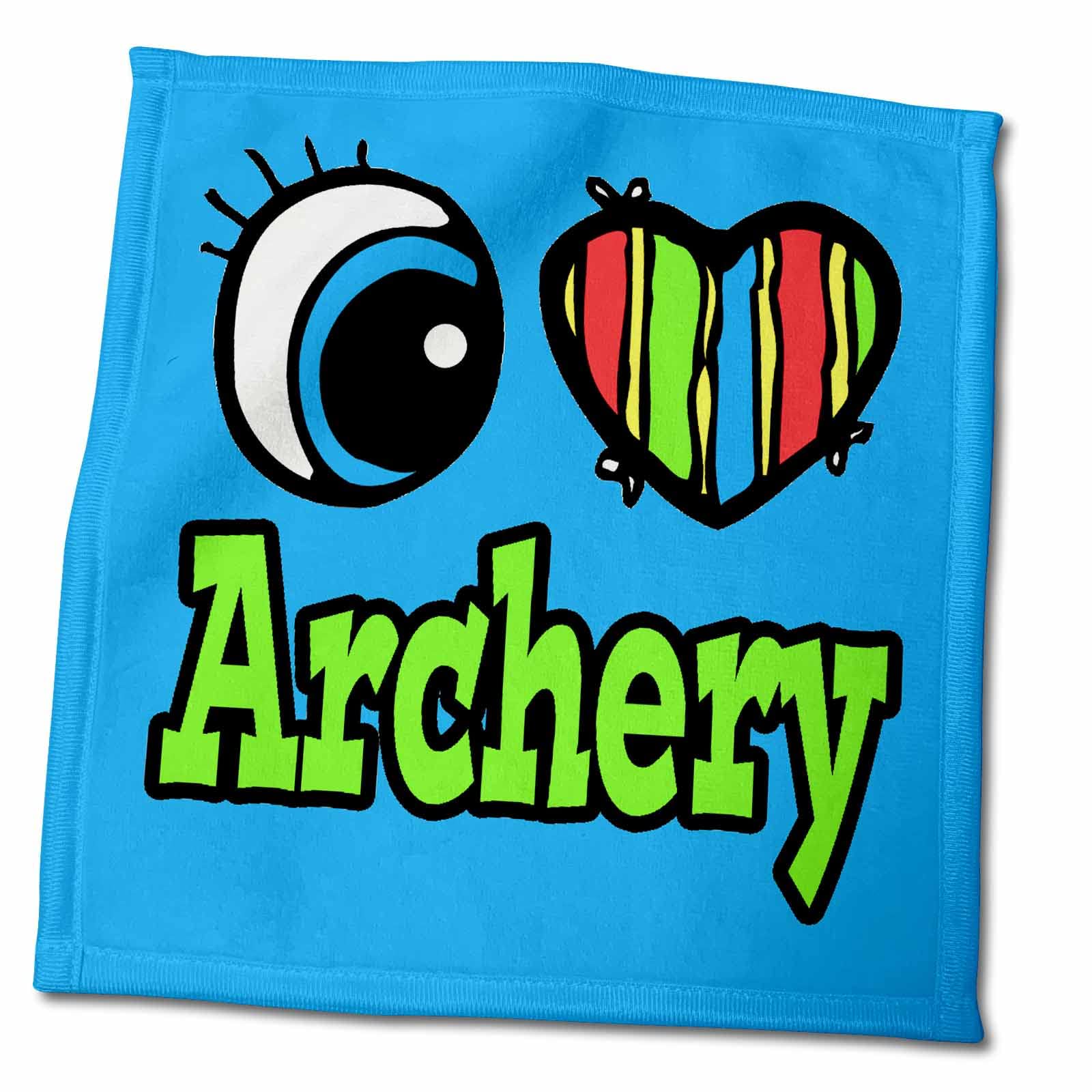 3dRose 11x12 Wash Cloth for Face and Body - Bright Eye Heart I Love Archery Eye Heart I Love Designs