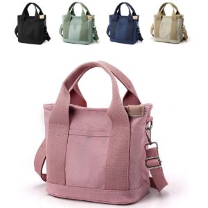 Women's large -capacity multi -pocket handbags canvas handbag Tote Bag retro hobo cross -body bag wallet handbag Pink