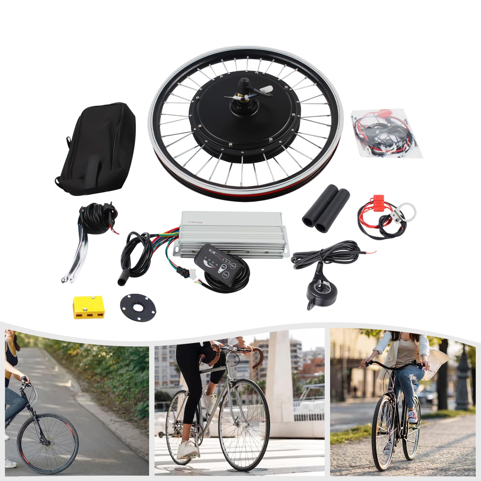 VPABES 48V 1000W Electric Bicycle Conversion Kit,20inch E-Bike Front Wheel Hub Motor Conversion Kit 50KM/H High Speed SW-810LED Display