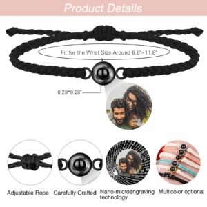 DHQH Custom Bracelets with Picture inside Personalized Projection Bracelets with Photos Picture Bracelet Customized Photo Circle Photo Handmade Braided Rope Bracelet for Women Men