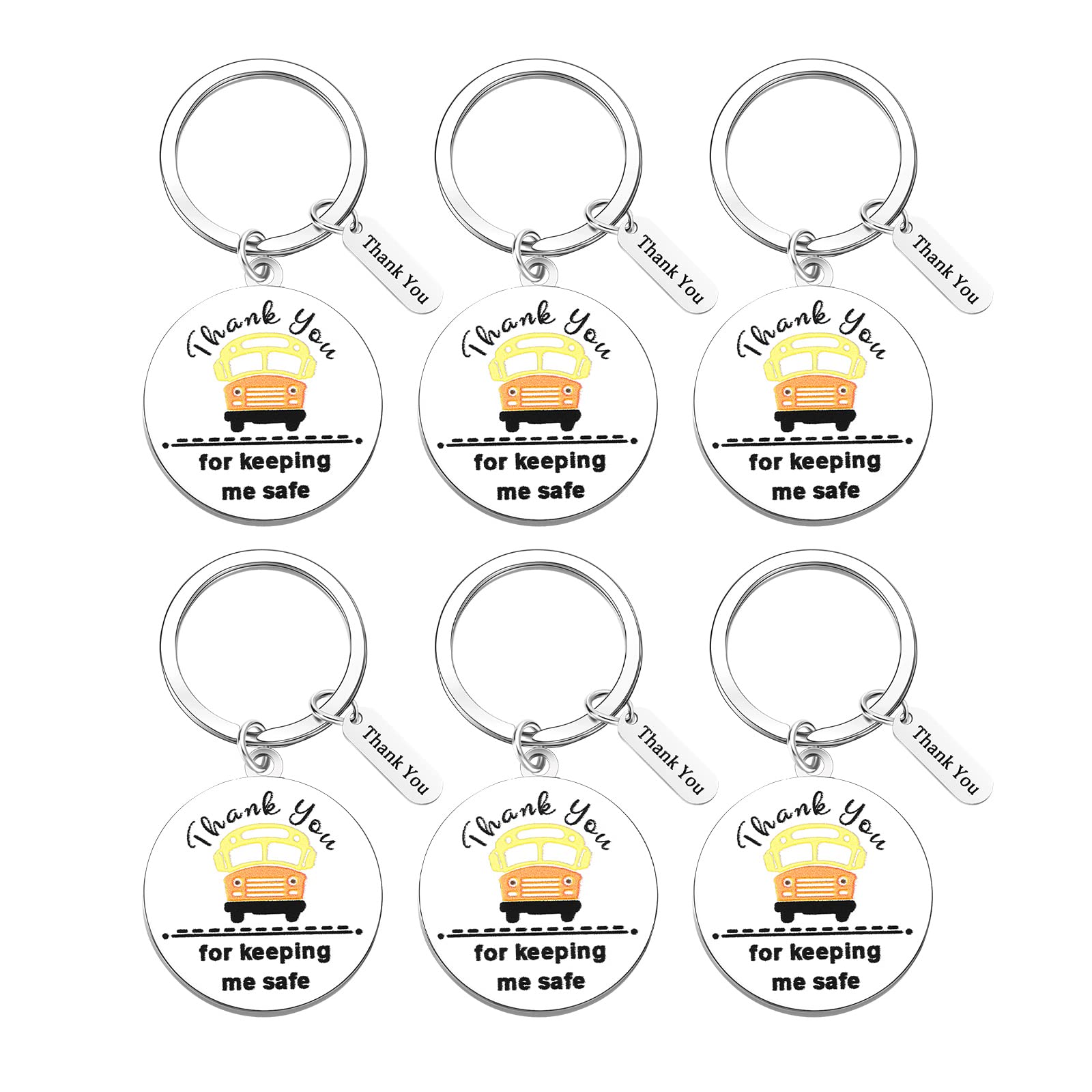 Yinkin 6 Pcs School Bus Driver Appreciation Gifts Bulk Bus Driver Keychains Thank You Gift for Bus Driver Gifts for Men Women New Driver Retirement Leaving