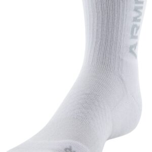 Under Armour Standard 3-Maker Mid-Crew Socks, 3-Pairs, White, Large