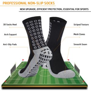 POZCMJM Men's Socks Grip Athletic Socks with Grippers for Football Cushion Non Slip Running Black Youth Soccer Socks 3 Pairs